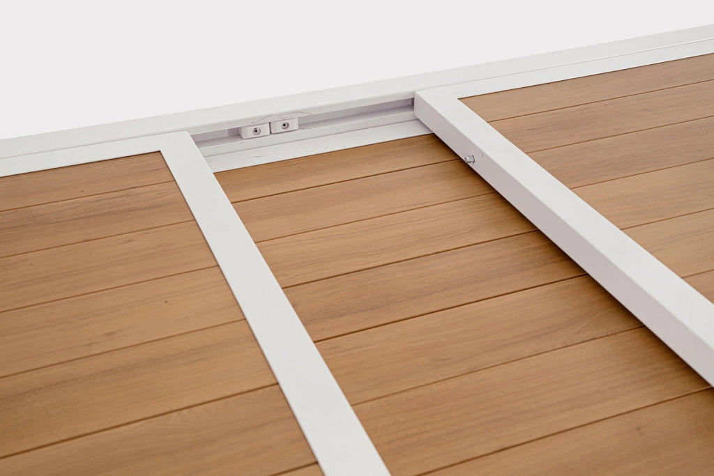 Tavolo Allungabile da Esterno 160-240x90x75h cm in Alluminio e Polywood Hilija Naturale e Bianco