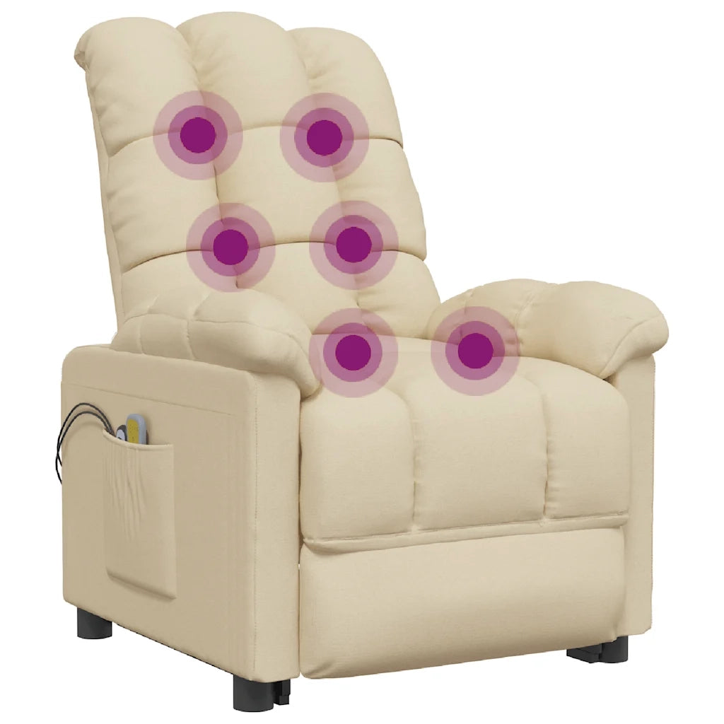 Poltrona Massaggiante Elettrica Crema in Tessuto 3073767