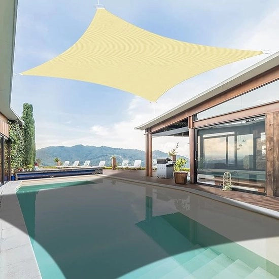 Ombrello Solare Rechthoekig Impermeabile con Protezione UV, per Giardino, Balcone, Terrazza, Campeggio 3*4M