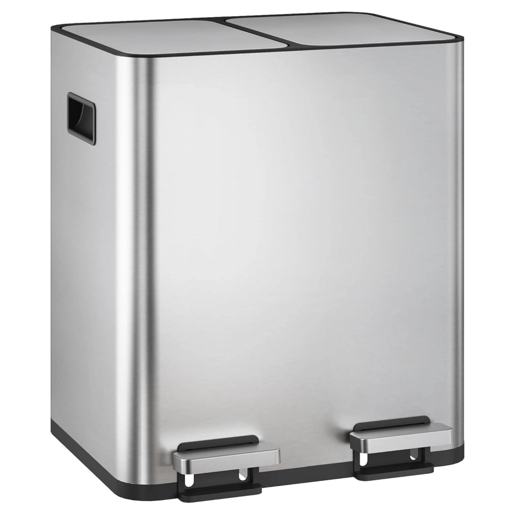 Bidone per rifiuti da cucina 30 litri a due camere ¨C zephmum ¨C in acciaio inossidabile con pedale