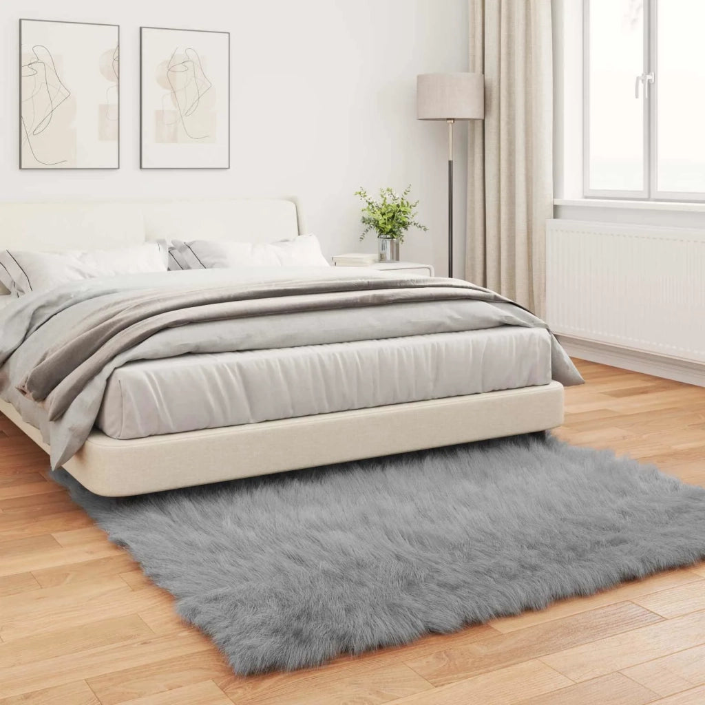 Tappeto in finta TAFALLA Grigio 160 x 160 cm Poliestere 42021532