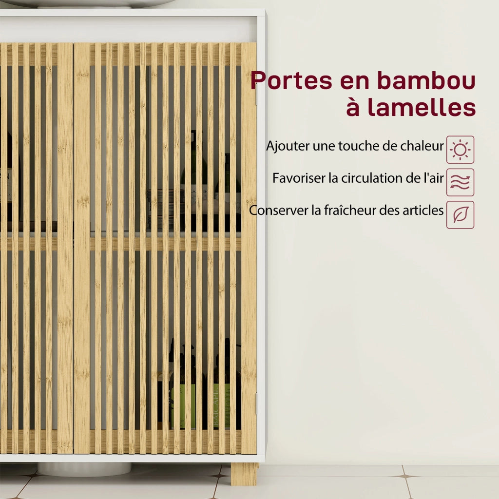 Mobiletto sottolavabo bagno ¨C zephmum ¨C 60x30x75 cm legno bamb¨´ effetto naturale