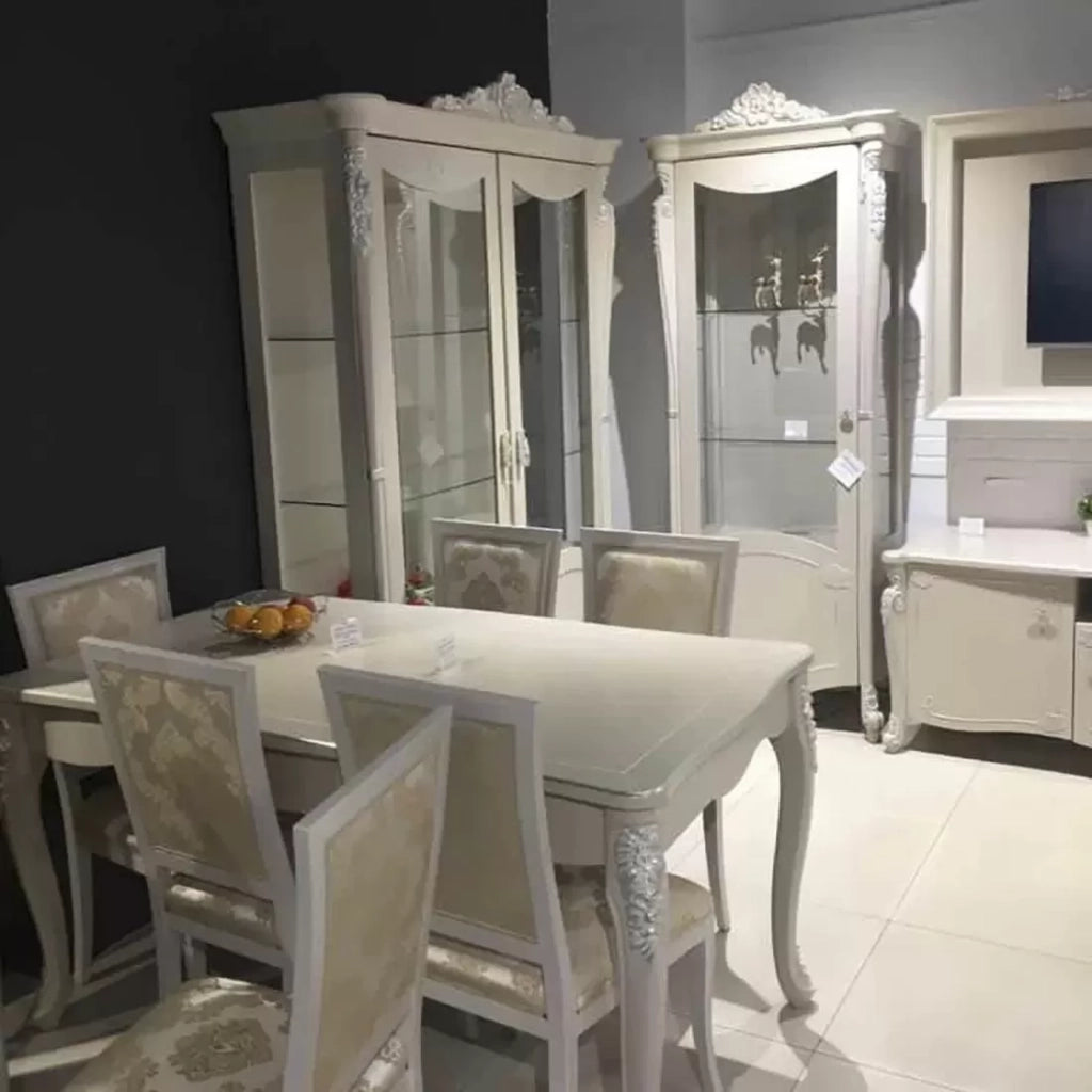 Sedia barocca imbottita legno bianco anticato 50x54x102 - Mobili 2G