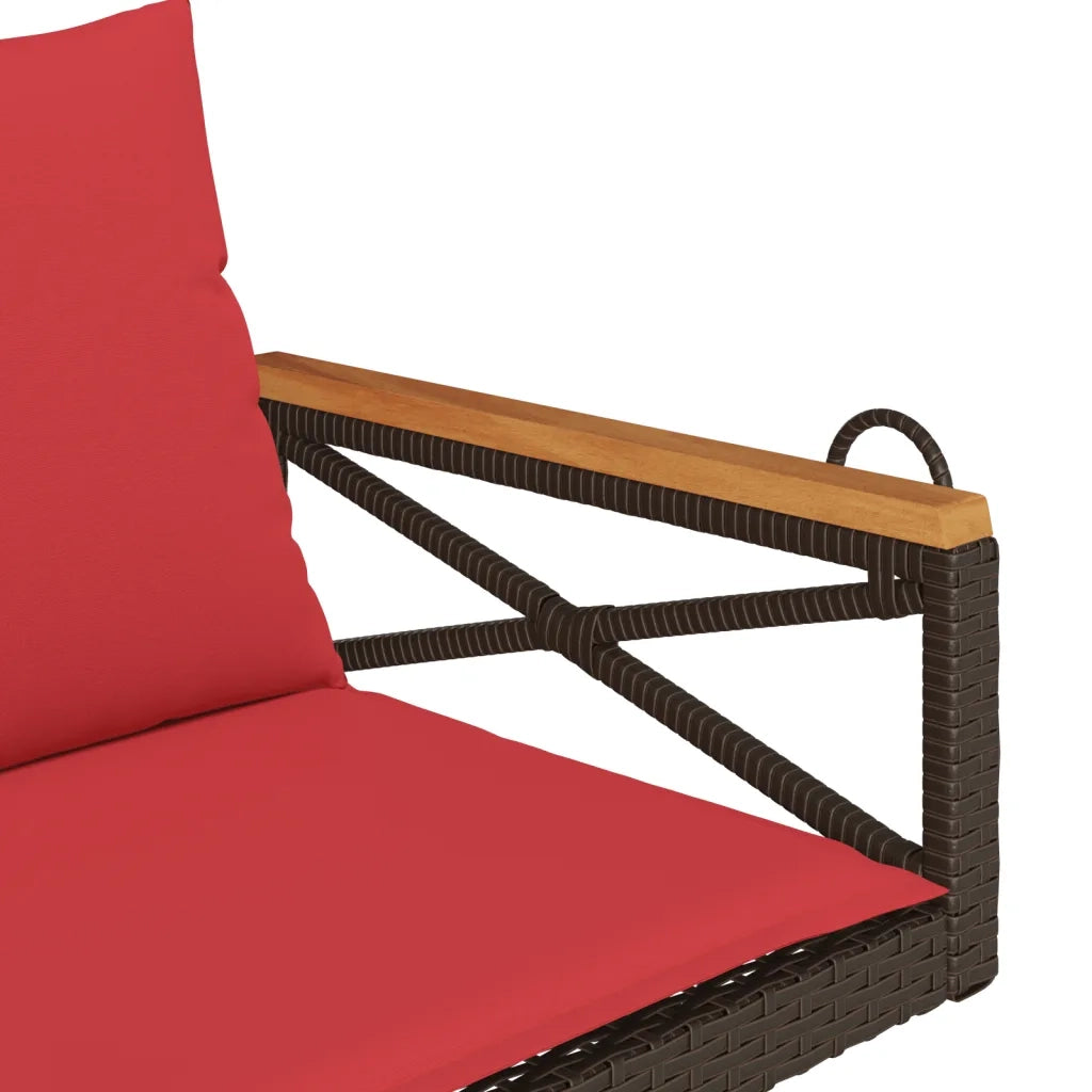 Panchina Dondolo con Cuscini Marrone 109x62x40 cm in Polyrattan