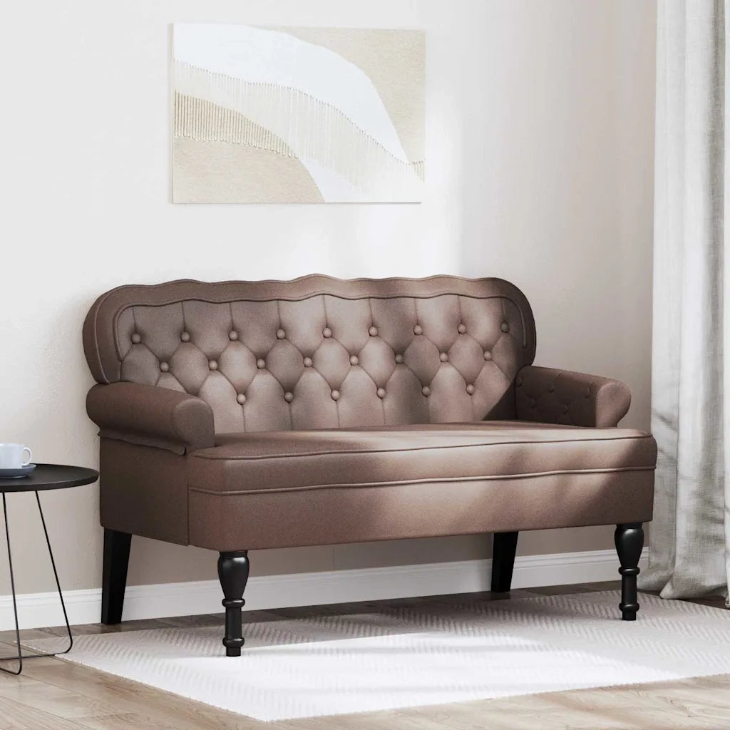 Panca Chesterfield-Sgabello-Divano Marrone 119,5 x 64,5 x 75 cm Pelle Sintetica