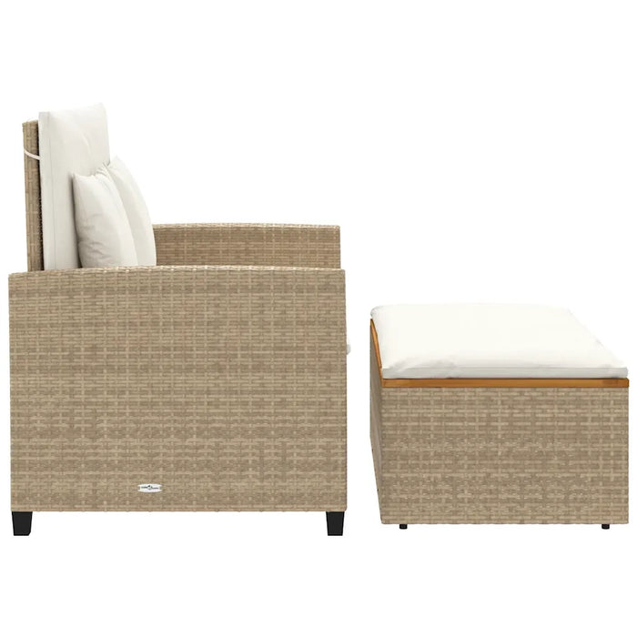 Divano Giardino con Cuscini 2 Posti Beige Polyrattan e Acacia 365143