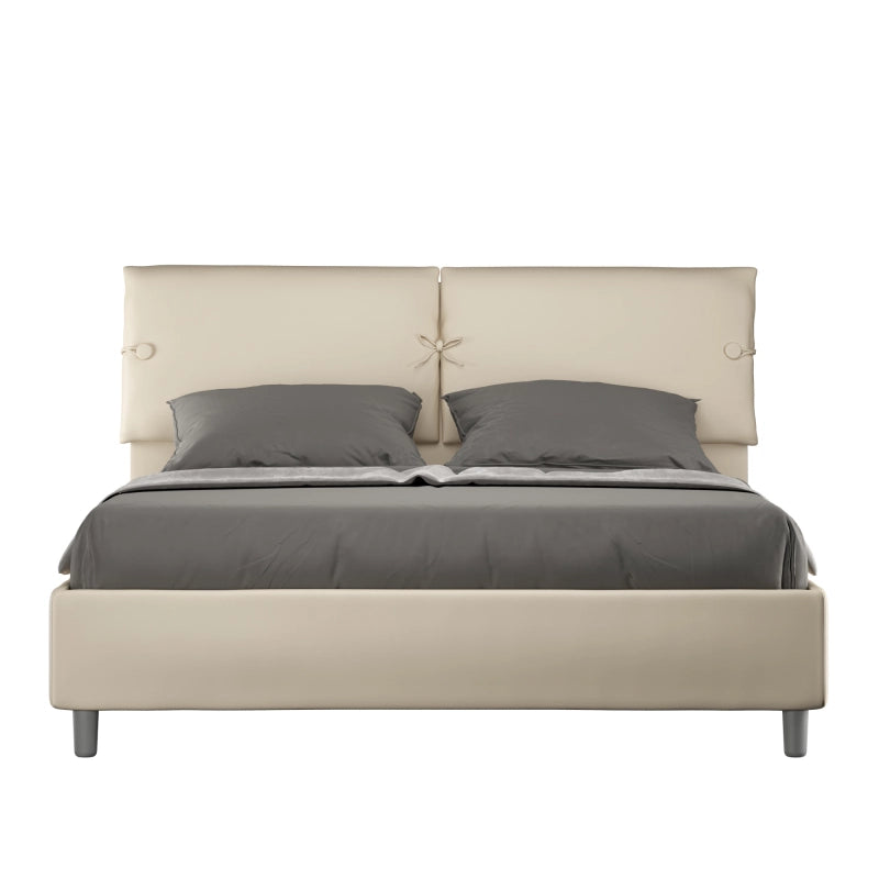 Letto imbottito Matrimoniale 160x210 cm Sleeper - Similpelle,Tortora,Con rete
