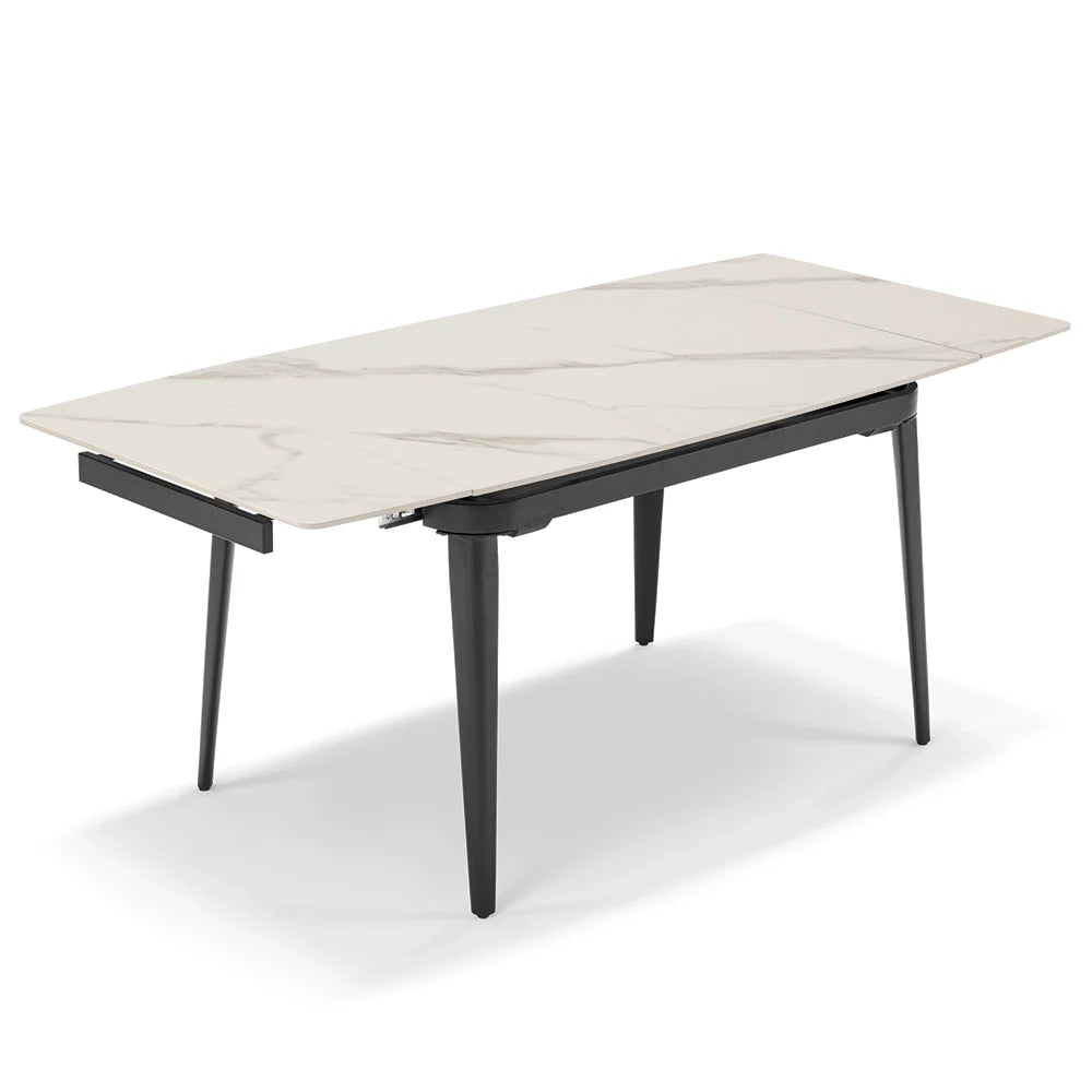 Tavolo da pranzo allungabile 120X90 Marmo di Carrara modello ZANTE fino a a 180 CM per sala da pranzo, cucina e soggiorno, design moderno con top in grès ceramico