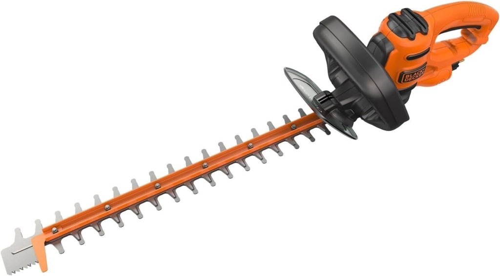 Black & Decker Black + Decker Elektro-Heckenschere (500W, 50 cm Schwertlänge, 22 mm Schnittstärke, Bügel-Zweithandgriff und transparentem Handschutz, für mittlere bis große Hecken)