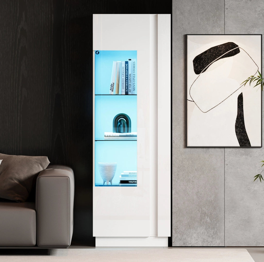 Vetrina verticale 60x40x180 cm con LED; porta acrilica; bianco