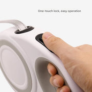 Treklijn automatico per animali telescopico per cani, bianco, L (fino a 5 m, 50KG)