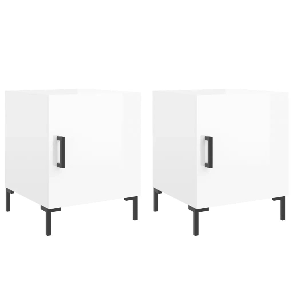 Comodini 2 pz-Set di 2 Tavolino da notte Bianco Lucido 40x40x50 cm in Legno Multistrato 493557