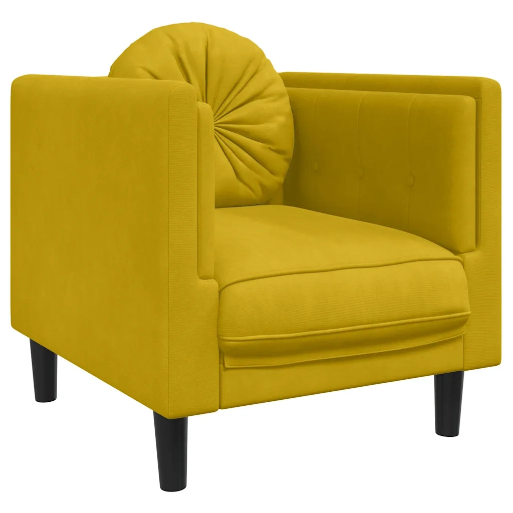 Set di Divani 3 pz con Cuscini Giallo in Velluto 3209253
