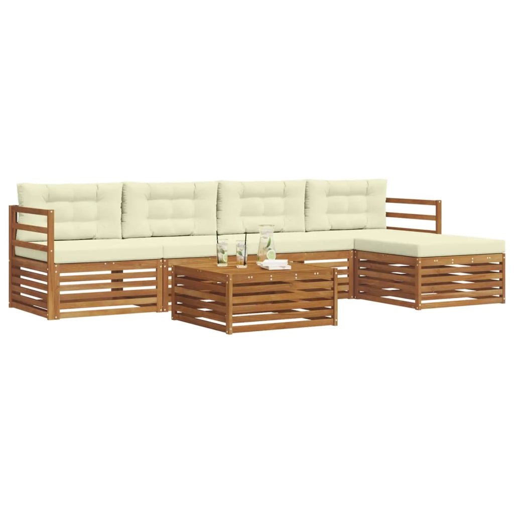Set di divani da esterno con cuscino 6 pcs Naturale e Crema