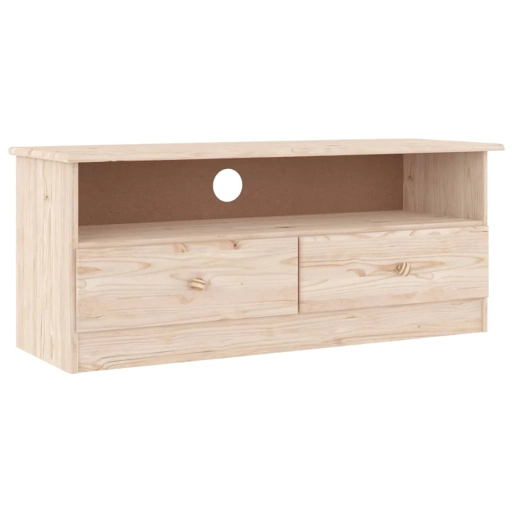 Mobile TV multimediale scaffale per televisione televisione buffet sala da pranzo soggiorno camera da letto con cassetti 100 x 35 x 41 cm legno di pino massiccio marrone 02_0026940