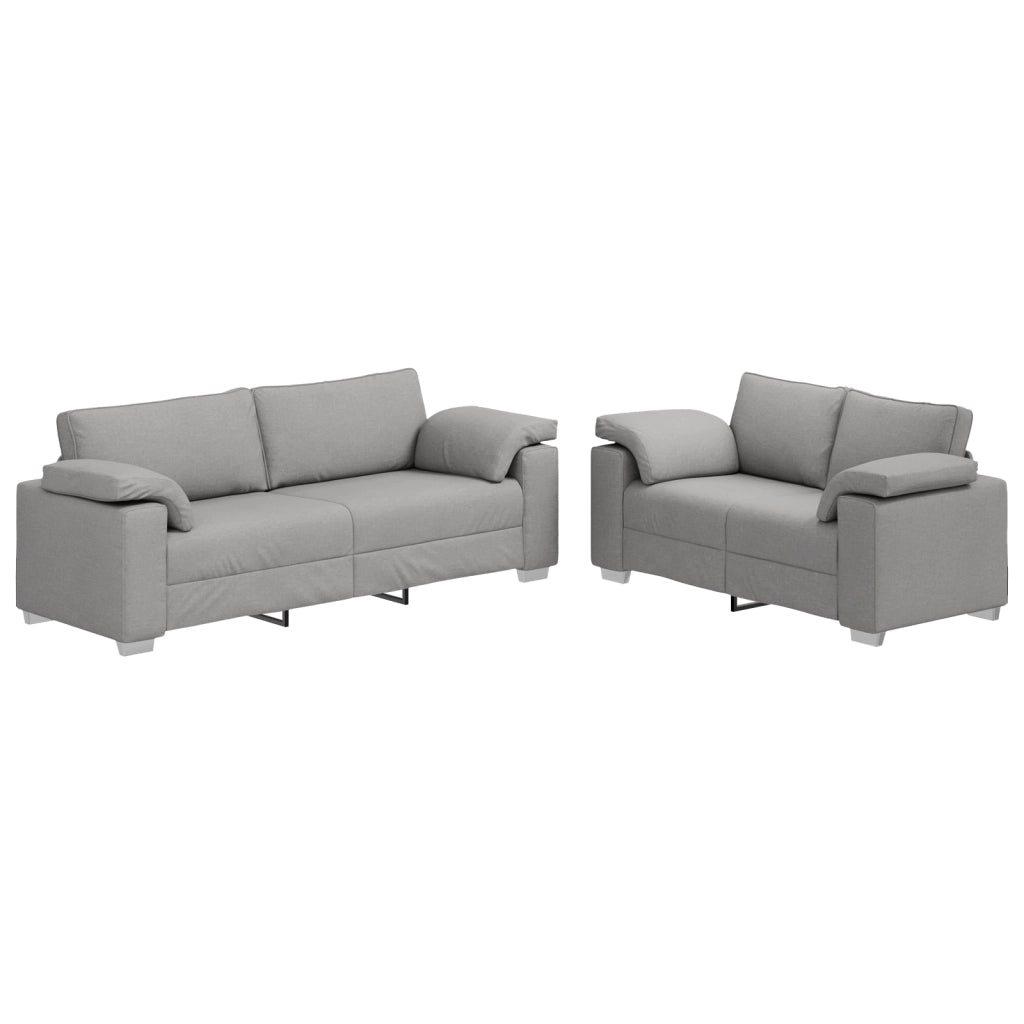Set divano 2 pezzi con cuscini grigio chiaro