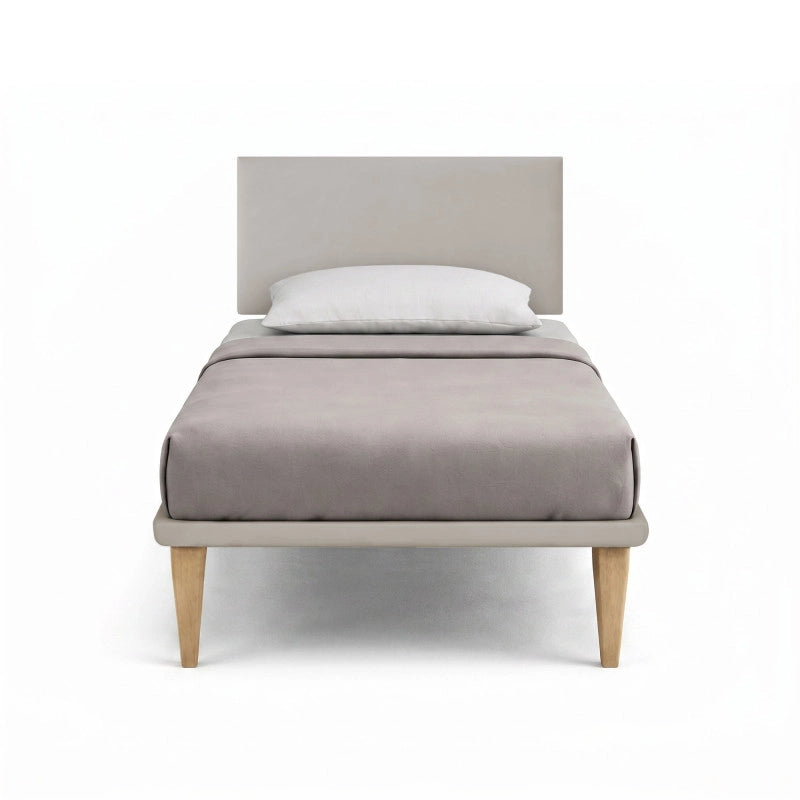 Letto imbottito Piazza e mezzo 120x200 cm Flat - Similpelle,Tortora,Con rete