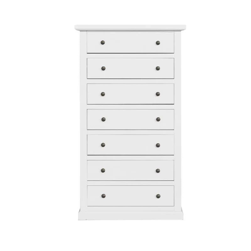 Cassettiera 7 cassetti in legno shabby bianco 68x40x125 - Mobili 2G