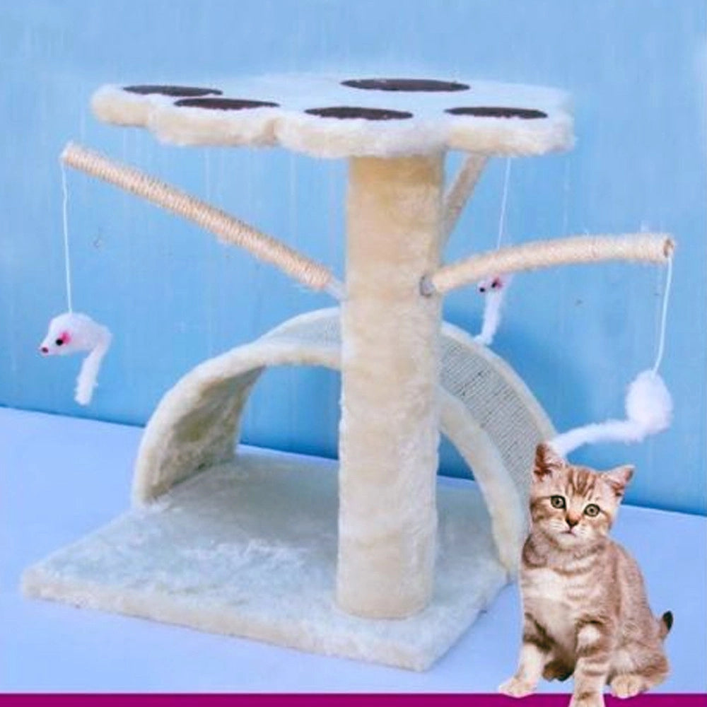 Trade Shop - Tiragraffi Per Gatti Albero Parco Giochi Gioco Tira Graffi Gatto H44 Cm -
