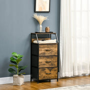 COMODA con 3 cassetti 44x29x92 cm Marrone in poliestere
