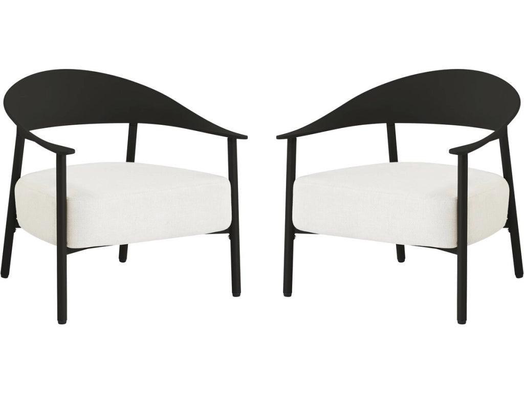 Set di 2 poltrone da giardino "Céora" in plastica e metallo - Nero