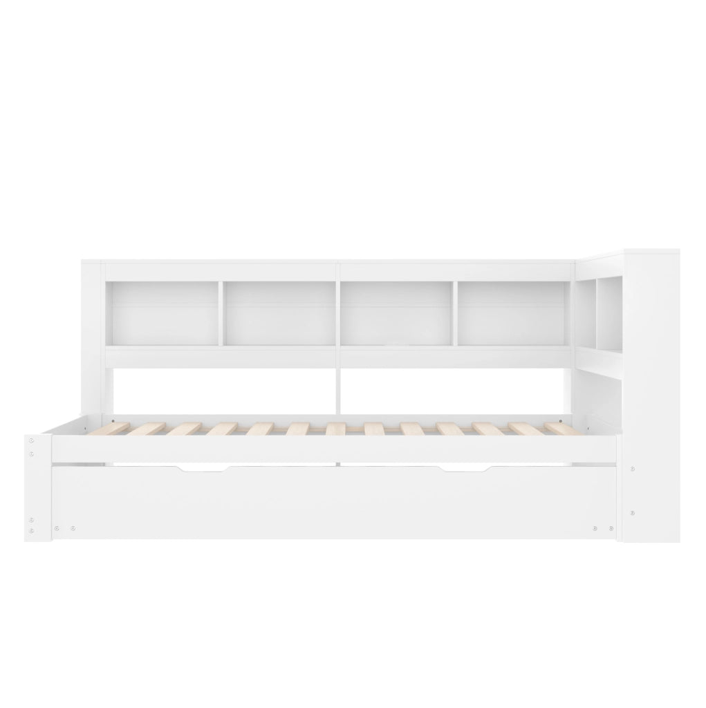 Divano letto 90x200 cm con letto estraibile; presa di ricarica e 2 porte USB in pino bianco
