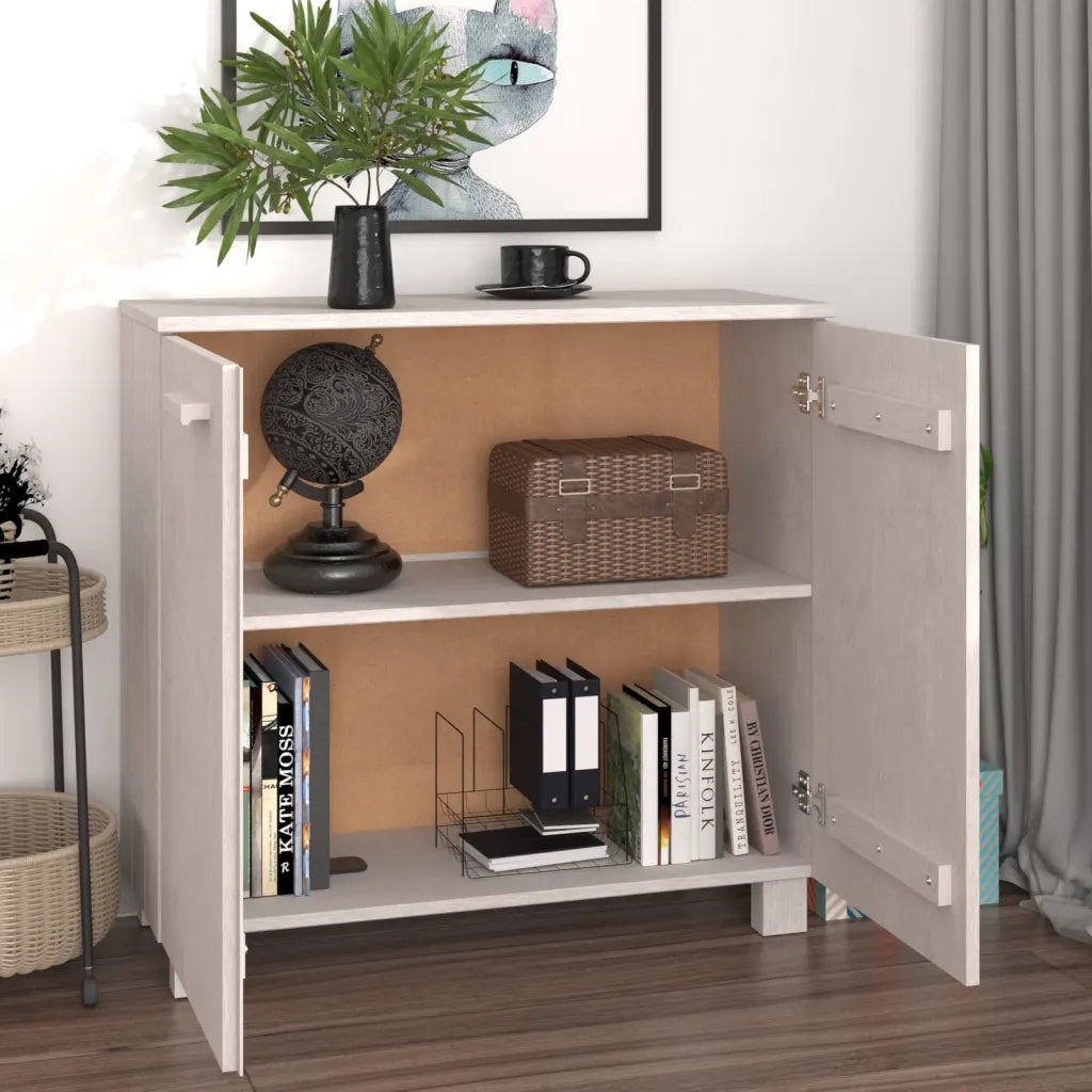 Credenza Bianca 85x35x80 cm in Legno Massello di Pino cod mxl 19218