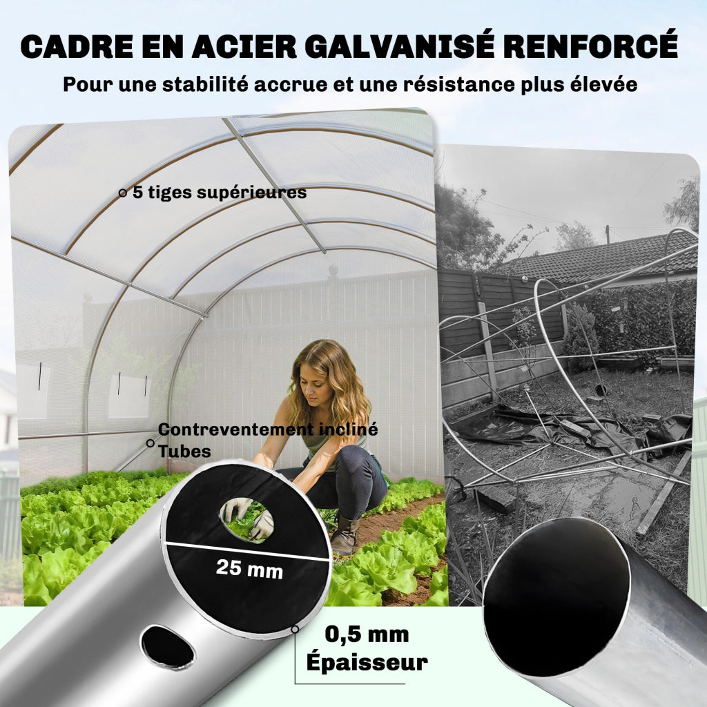 Serra tunnel da giardino 24m2 ¨C Minimal ¨C 295x798x199 cm, bianco