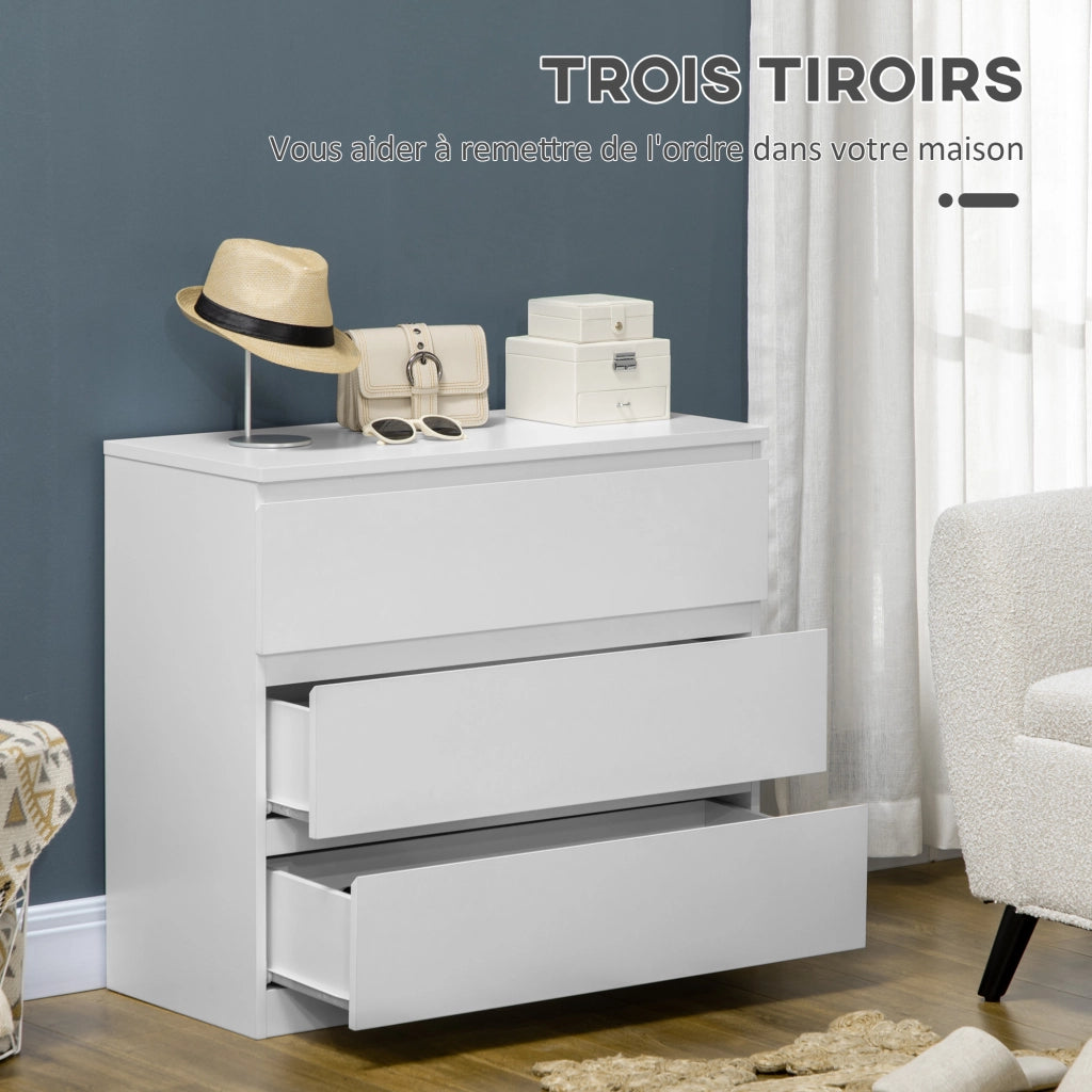 Cassettiera 3 Cassetti ¨C Zephmum ¨C Bianco Legno 80x39x73 cm