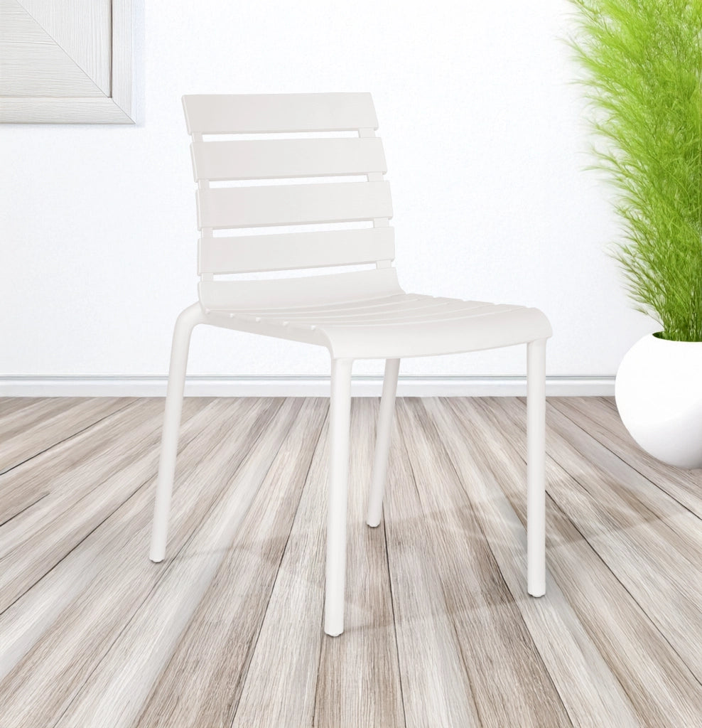 Set 4 Sedie In Polipropilene e Fibra Di Vetro Sedia Cucina Trattamento Uv Antiscolorimento Giardino Interno Esterno Moderne Robuste Resistenti Seduta Terrazzo Soggiorno Bar Ristorante Impilabili Nina-Bianco