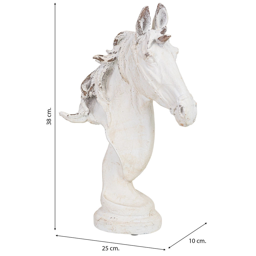 Figura decorativa a forma di cavallo in magnesio bianco, 25x10x38h cm