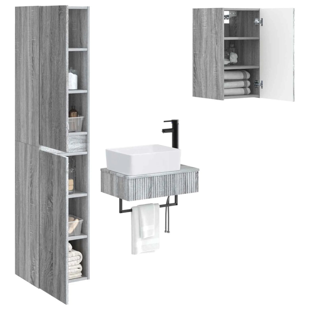 Set di mobili per il bagno 3 pz Sonoma grigio 3406059