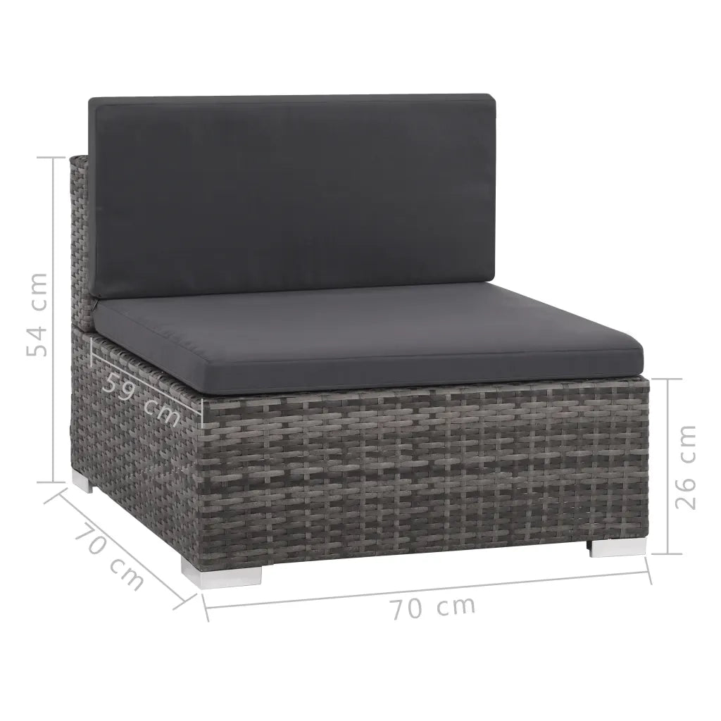 Set Divani da Giardino 6 pz con Cuscini in Polyrattan Grigio 44607