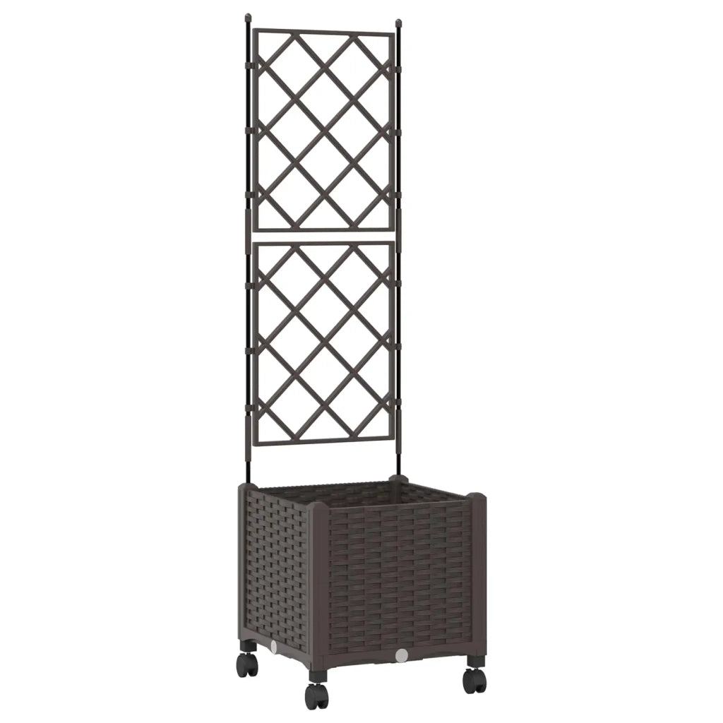 Vaso da giardino con grigliato e ruote Marrone 40 x 40 x 149 cm 3422939