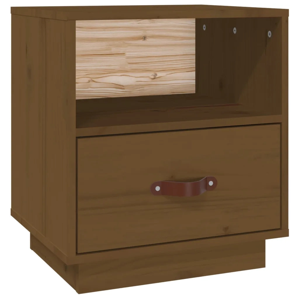 Comodino-Tavolino da notte Marrone Ambrato 40x34x45 cm in Legno Massello di Pino 869381