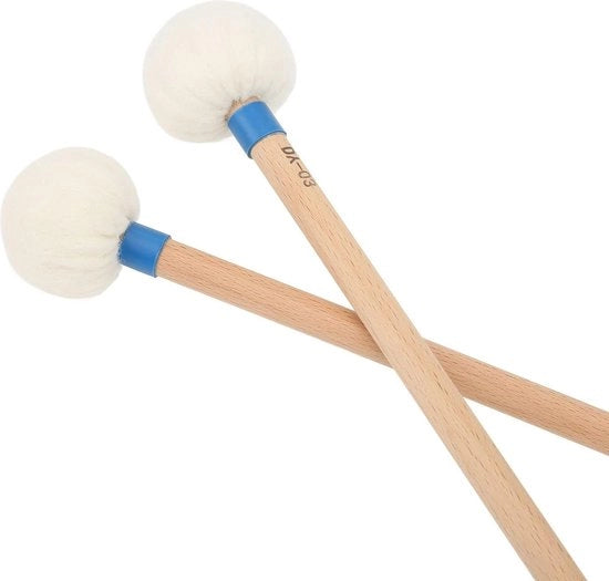 Malletti a Tamburo - 2 Pezzi Manici in Legno di Tilia per Batterie a Piastra, Pau, Tamburi a Percussione - Blu