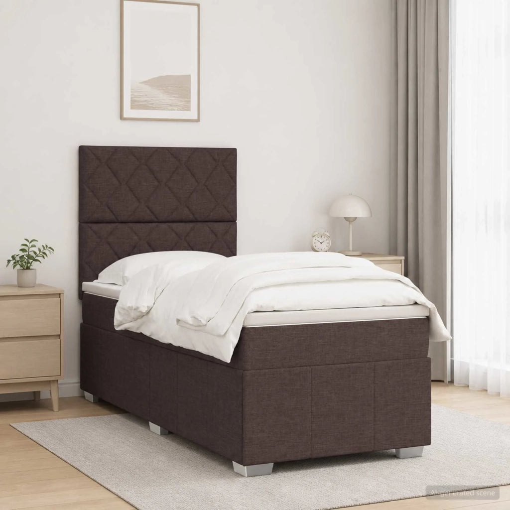 Letto Box Spring LED con Materasso Marrone Scuro 100 x 200 cm 3455545