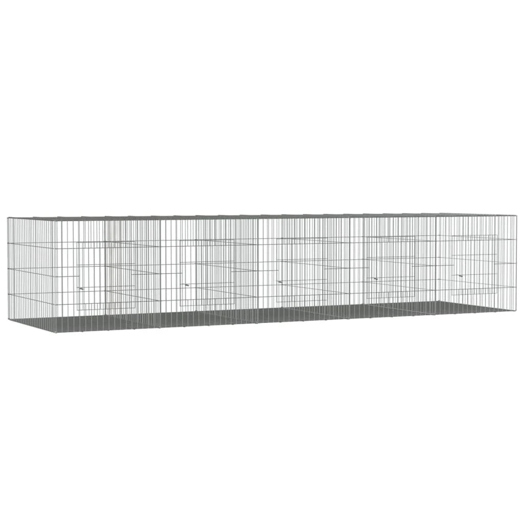 Gabbia per conigli con 5 pannelli 273 x 79 x 54 cm ferro zincato argento 02_0041691