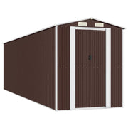 Casetta da giardino cabina ripostiglio capanno da esterno capanno per attrezzi robusta scura 192 x 689 x 223 cm acciaio zincato marrone 02_0022323