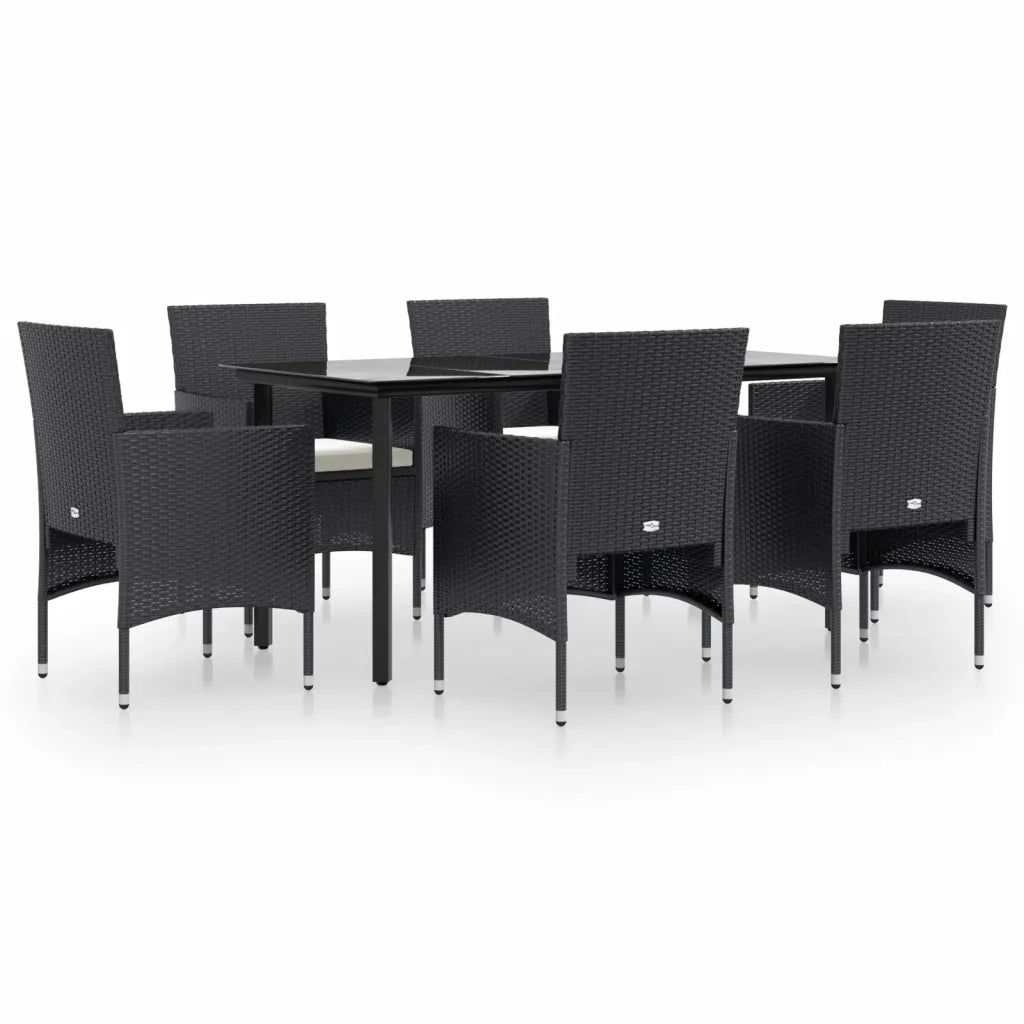 Set da Pranzo da Giardino 7 pz con Cuscini Nero cod mxl 50437