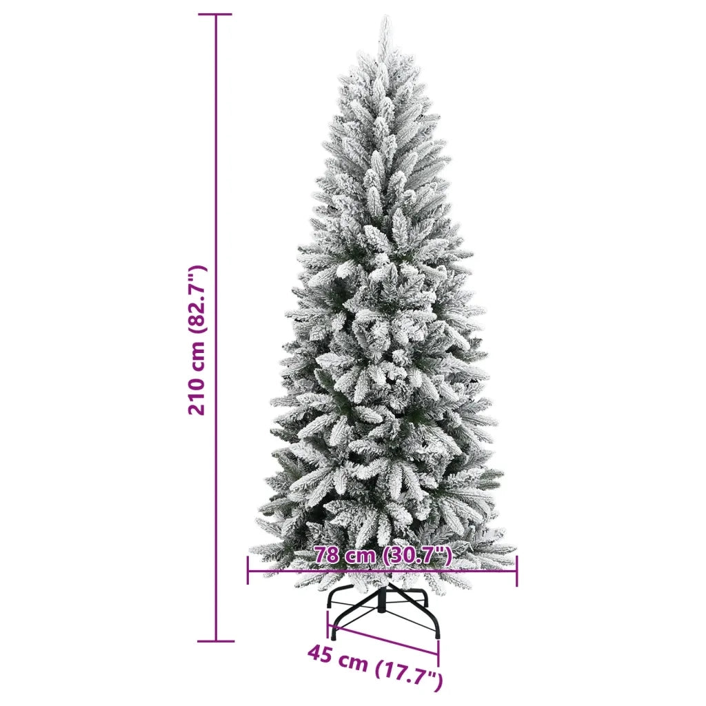 Albero di Natale Artificiale con Neve Floccata 210 cm PVC e PE 345191