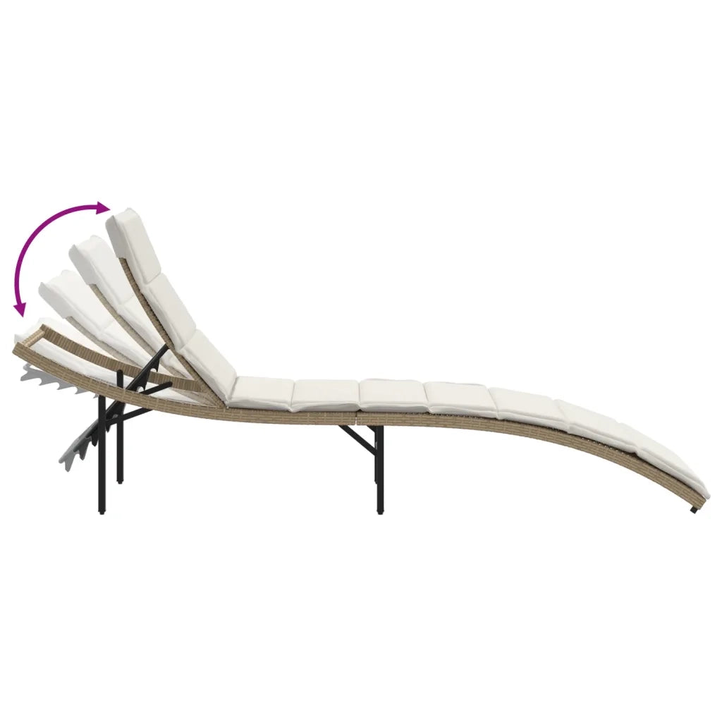 Lettini Prendisole 2 pz con Cuscini Beige in Polyrattan 3277304