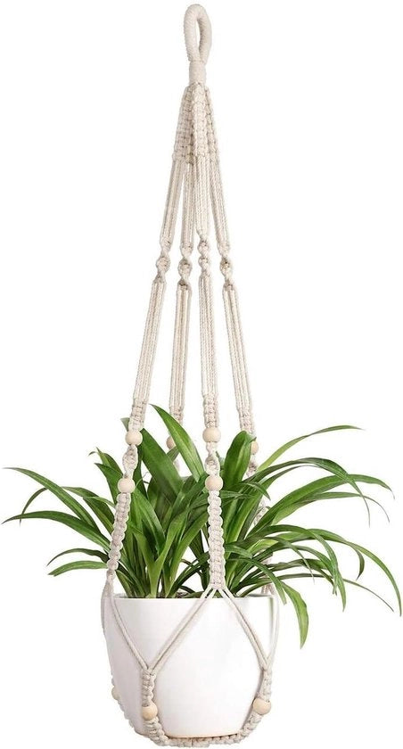Cestini a Capo Macramè con Corda di Cotone per Decorazione Bohemienne, Sospensione per Piante per Interno e Esterno 89 cm