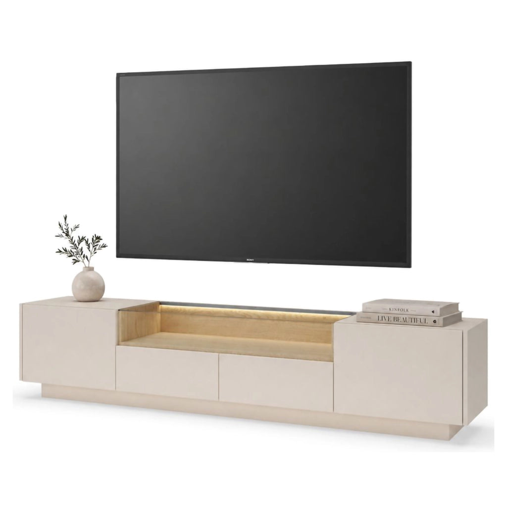 Kakagano, Mobile Porta tv 2 Cassetti, 203x40x43h cm Beige