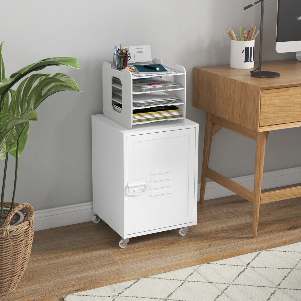 Cassettiera con Ruote e Ripiani Regolabili ¨C zephmum ¨C 38x38,5x55,5 cm Bianco