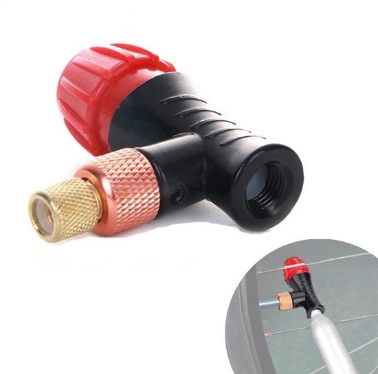 Pompa CO2 per bicicletta - Inflatore CO2 - Leggero e sostenibile - Realizzato in alluminio - Adatto per pneumatici di mountain bike e biciclette da corsa - Dimensioni 5,5 x 5,5 x 2,5 cm