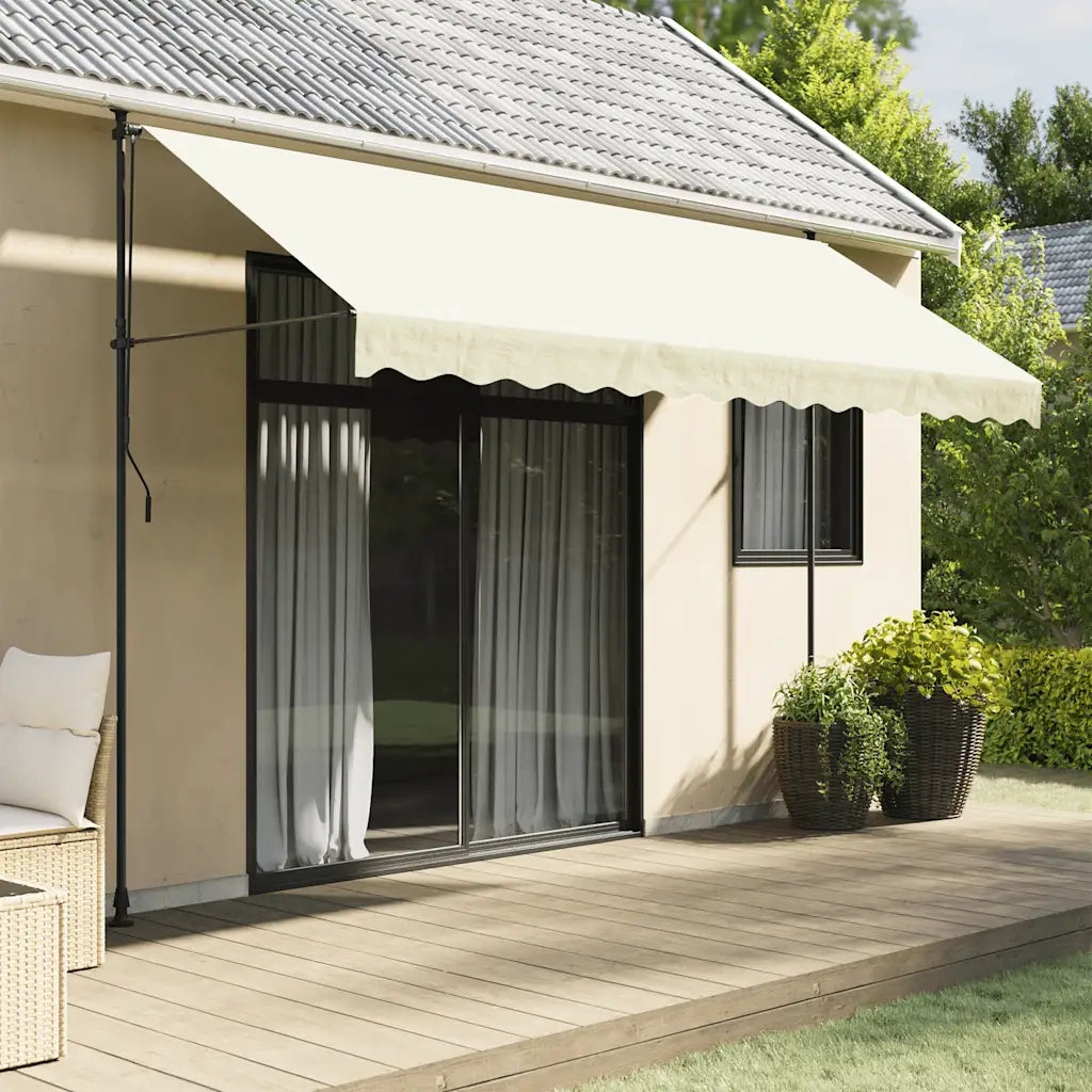 Tenda da Sole Retrattile Crema 350x150 cm in Tessuto e Acciaio 368748