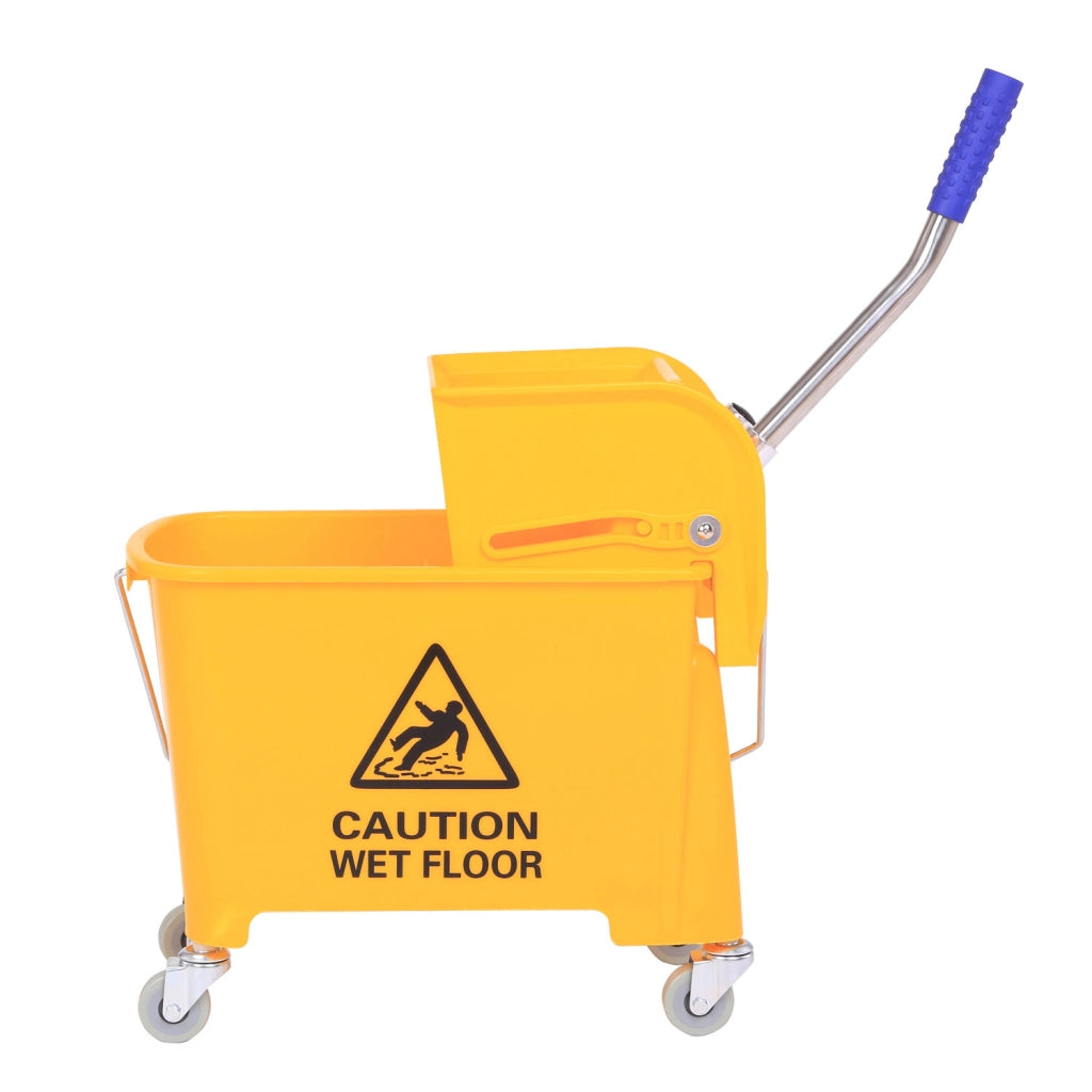 Secchio per Lavapavimenti con Strizzatore e Manico ¨C Minimal ¨C Giallo, Plastica, 20 L