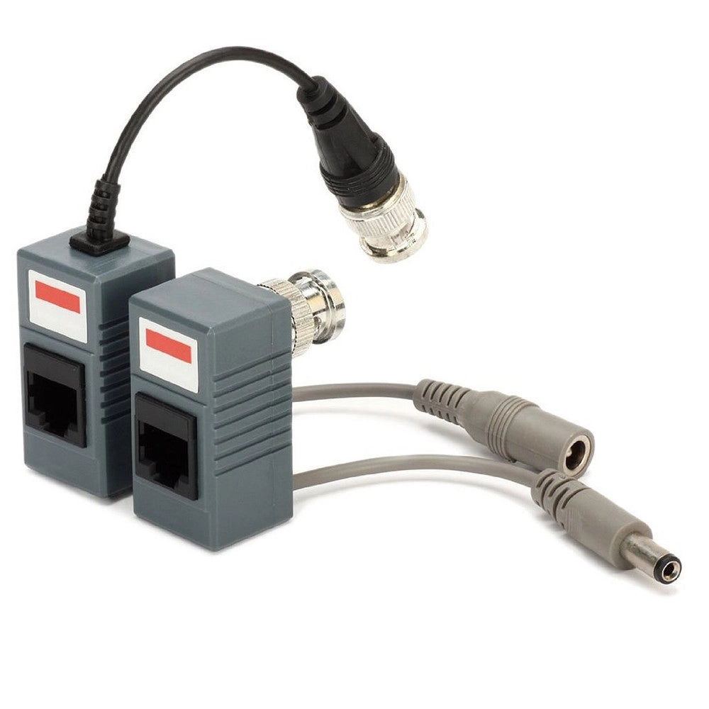 Trade Shop - Coppia Trasmettitori Video Audio Balun Alimentazione Porta Lan Rj45 Cavo Cat 5 -