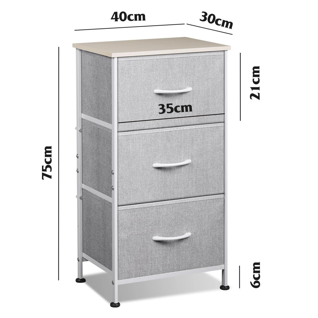 Cassettiera con 3 cassetti in tessuto ¨C zephmum ¨C grigio chiaro 60x40x80